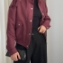 Geacă bomber bordo cu guler &icirc;nalt