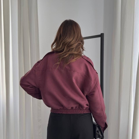 Geacă bomber bordo cu guler &icirc;nalt