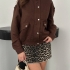 High-Collar Brown Bomber Jacket