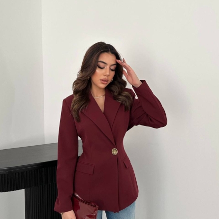 Бордовый элегантный однобортный пиджак