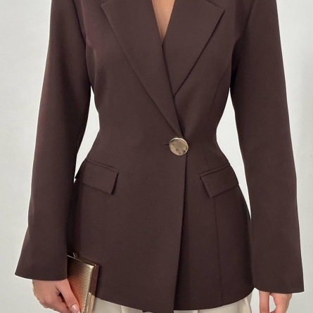 Коричневый элегантный однобортный пиджак