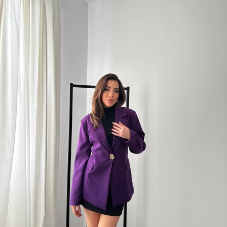 Elegant Purple Single-Breasted Blazer Jacket