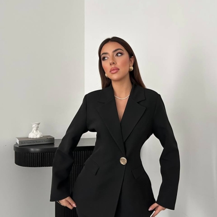 Elegant Black Single-Breasted Blazer Jacket