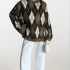 Oversized Argyle Pattern Knit Sweater in Natural Tones