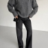 Gray Knit V-Neck Sweater