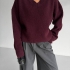 Burgundy Knit V-Neck Sweater