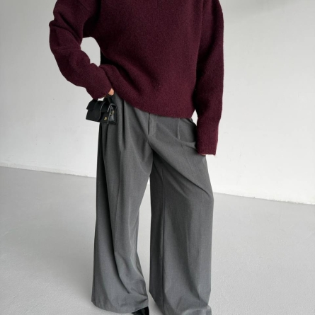 Burgundy Knit V-Neck Sweater