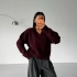 Burgundy Knit V-Neck Sweater