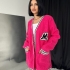 Fuchsia Boucl&eacute; Knit Cardigan