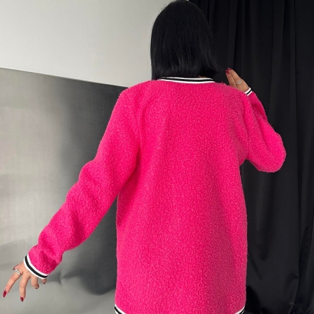 Fuchsia Boucl&eacute; Knit Cardigan