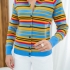 Multicolored Striped Cardigan with Collar