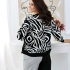 Cardigan cu print zebră alb-negru