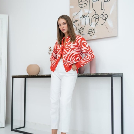 Cardigan cu imprimeu abstract orange