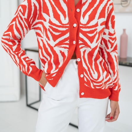 Cardigan cu imprimeu abstract orange