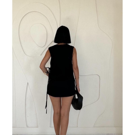 Black vest with side-tie details