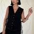 Black vest with side-tie details