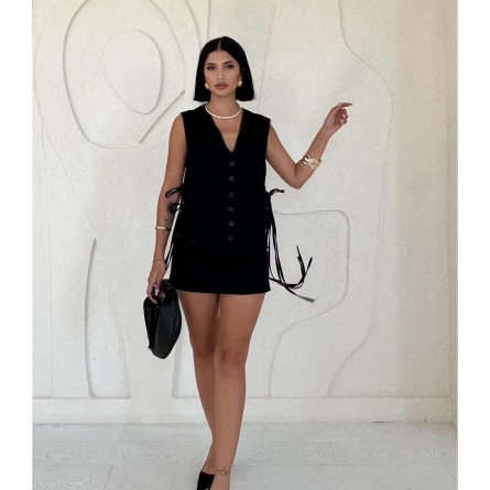 Black vest with side-tie details