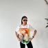 White T-shirt with Colorful Artistic Print