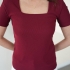 Burgundy Blouse with Square Neckline