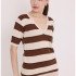 Bluză Tricotată cu Dungi Maro-Bej