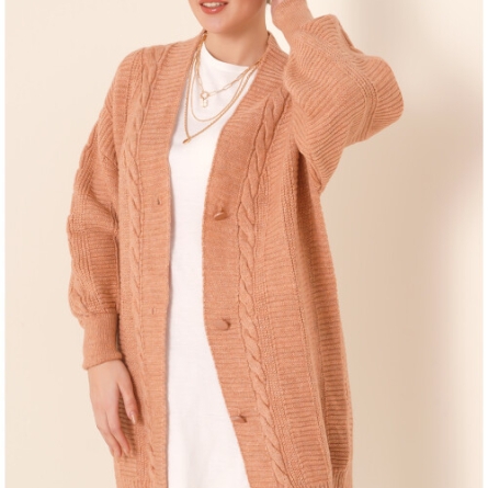 Knitted salmon cardigan with buttons