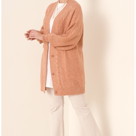 Knitted salmon cardigan with buttons