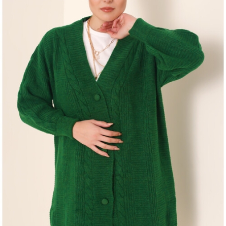Cardigan Verde Smarald Tricotat cu Nasturi