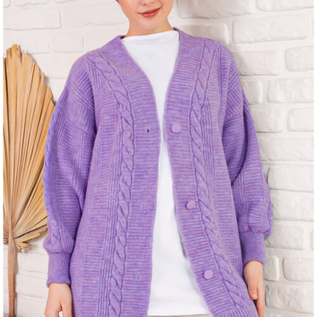 Cardigan Mov Lila cu Nasturi