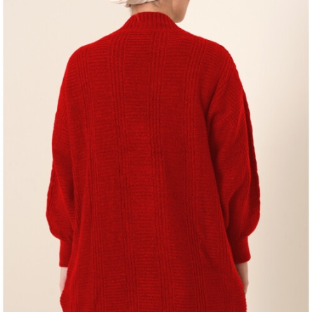 Cardigan Roșu Tricotat cu Nasturi