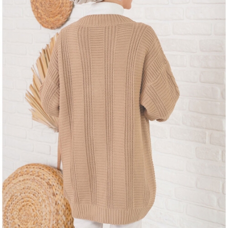 Cardigan Bej Camel cu Nasturi