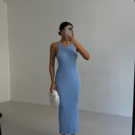 Rochie Minimalistă Lungă Blue