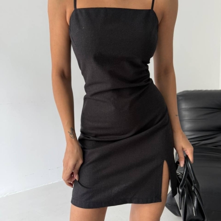 Черное Мини-Платье Из Хлопка