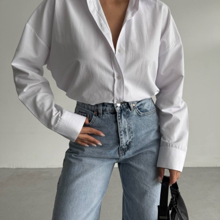 Cămașă Basic Albă din Bumbac