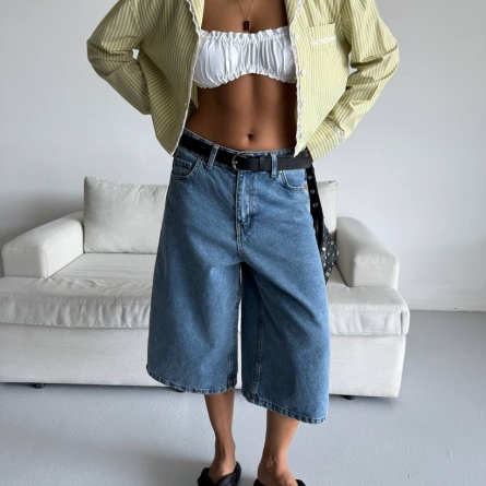 Укороченная рубашка в жёлтую полоску