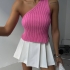 One-shoulder pink crop top