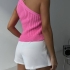 One-shoulder pink crop top