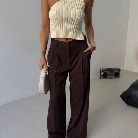 One-shoulder white crop top