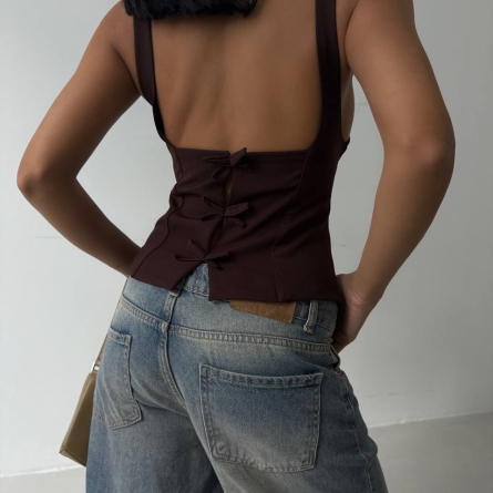 Top Maro cu Spate Decupat și Fundițe