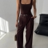 Brown Square-Neck Bodysuit