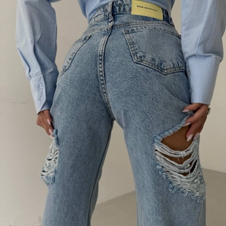 Light Blue Jeans with Back Rips