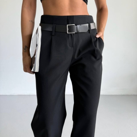 Черное классические брюки с высокой талией