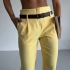 Pantaloni Galbeni Clasici cu Talie &Icirc;naltă si Centura