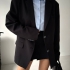 Sacou Oversized Negru cu Nasturi