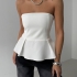 White Peplum Bustier Top