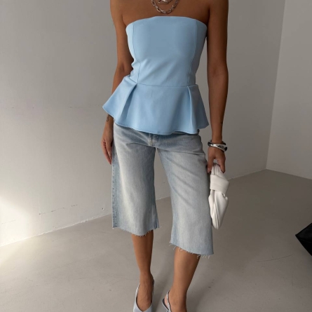 Bustieră Bleu cu Volan