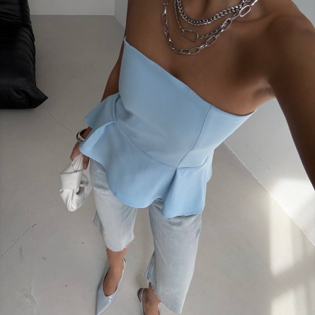 Bustieră Bleu cu Volan