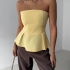 Yellow Peplum Bustier Top