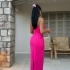 Rochie Fuchsia Lungă Elegantă cu Fundiță