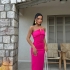 Rochie Fuchsia Lungă Elegantă cu Fundiță