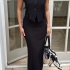 Sleeveless Vest and Maxi Skirt Black Set
